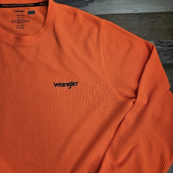 Wrangler Workwear Men's XL Waffle Print Thermal Long Sleeve XL Bright Orange - Picture 3 of 8